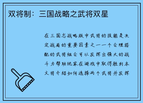 双将制：三国战略之武将双星